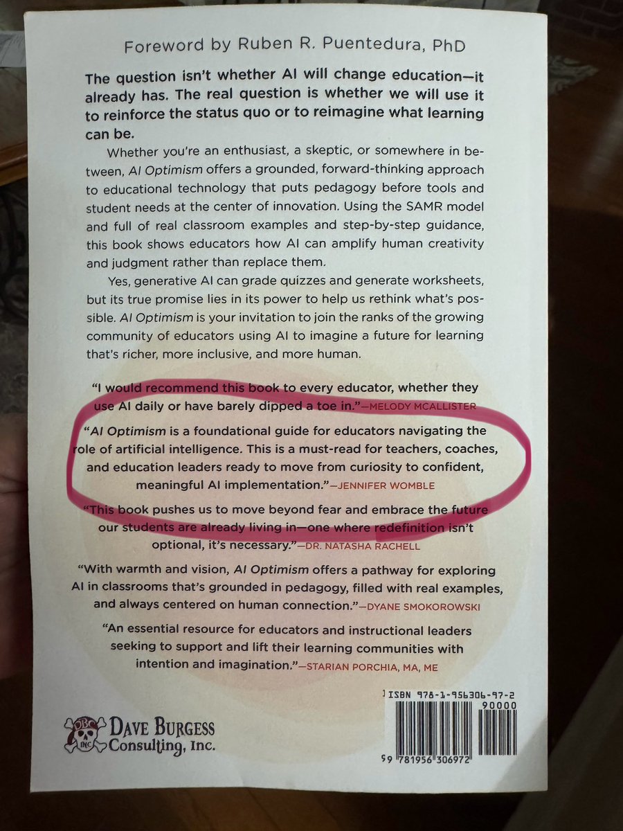 Jennifer Womble →#FETC Jan. 11-14, 2026 (@jenwomble) on Twitter photo What are you Reading Wednesday? 📚If you’re navigating the ever-evolving intersection of education and technology, #AI Optimism by <a href="/BeckyKeene/">Becky Keene 🦋</a> is a must-read. 🙌📘
In a time when artificial intelligence can feel overwhelming or even intimidating, Becky offers a refreshing, What are you Reading Wednesday? 📚If you’re navigating the ever-evolving intersection of education and technology, #AI Optimism by <a href="/BeckyKeene/">Becky Keene 🦋</a> is a must-read. 🙌📘
In a time when artificial intelligence can feel overwhelming or even intimidating, Becky offers a refreshing,