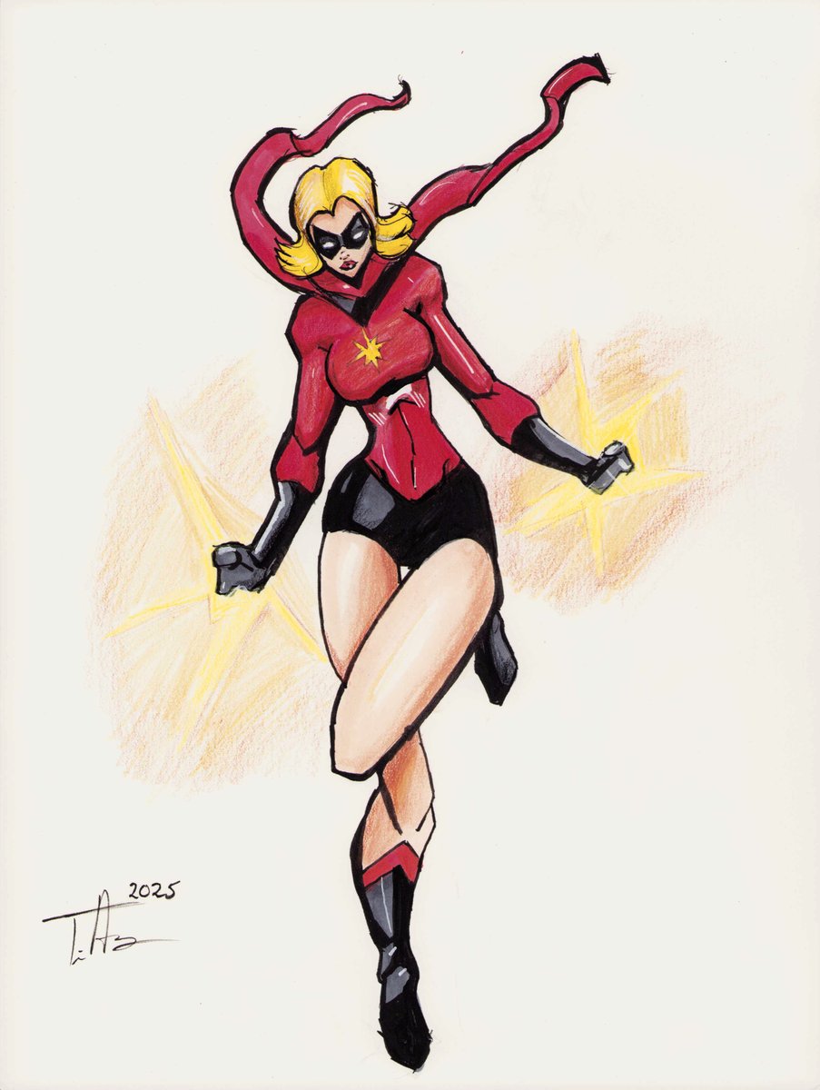 golemwulf's tweet image. This weeks episode of Grey Beards Studio had the topic of Bronze Age (70's and early 80's) Avengers. I thought it would be fun to draw the classic Carol Danvers aka Ms. Marvel. While there is plenty I would fix, I still think it turned out fun.
@aaronlopresti @dwamsart…