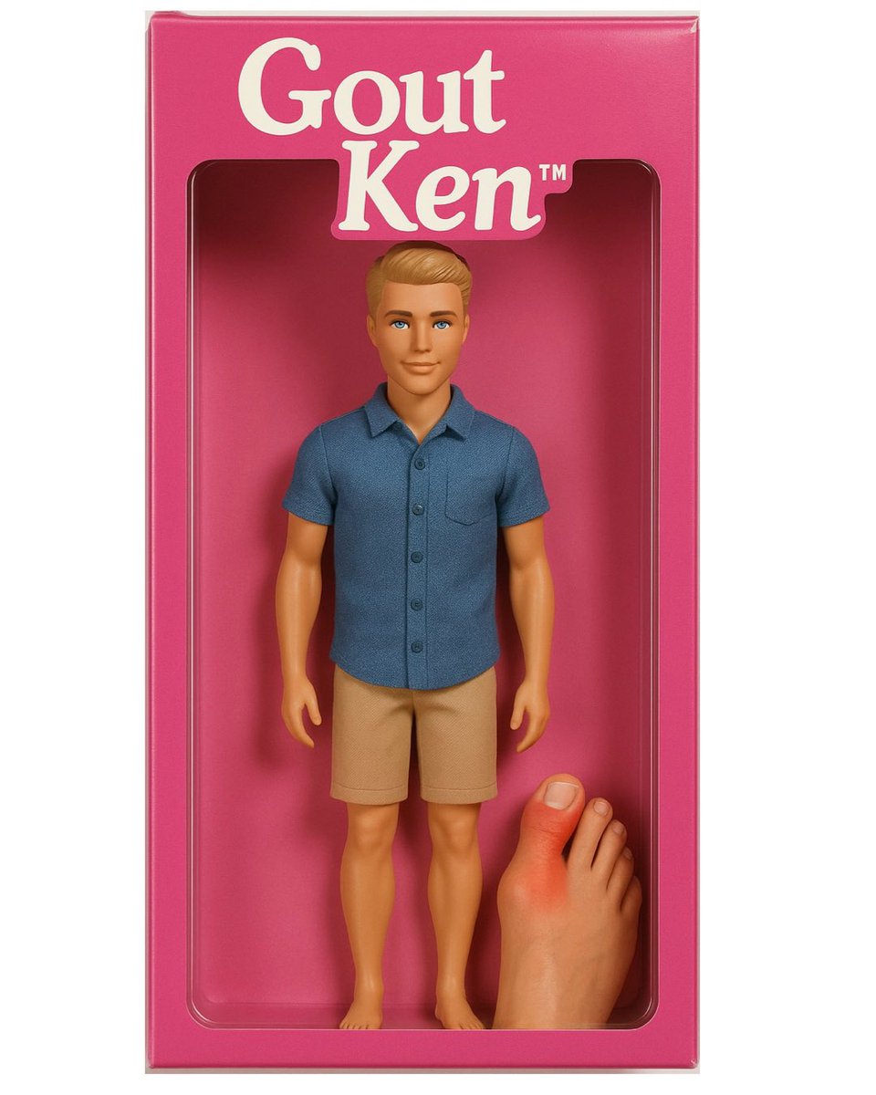 abekanan's tweet image. They just announced a Type 1 Diabetic Barbie… now it’s time for Gout Ken.