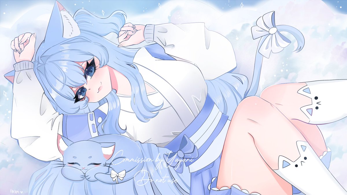 ShinkaeKuraudo's tweet image. I'm lying on my cosy cloud with my loyal Aoko by my side~ 🐾☁️💙
🎨 Art by @yayaniart
