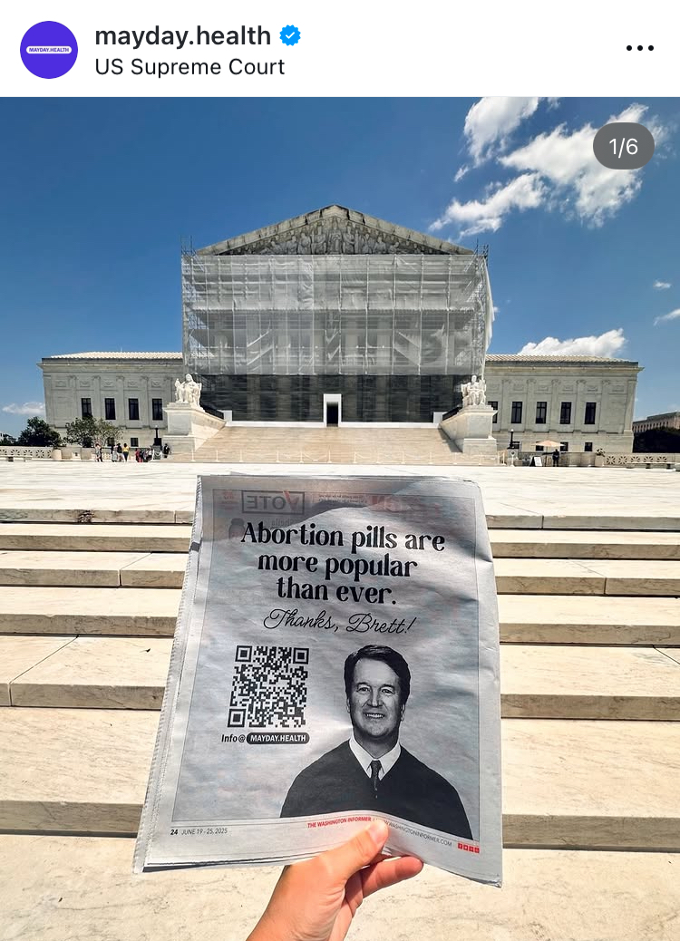 JessicaValenti's tweet image. I don’t know how I missed this, but I couldn’t love it more: The week that we marked the anniversary of Dobbs, @HealthMayday took out newspaper ads in the hometowns of every Supreme Court justice who voted to overturn Roe.
“These unelected justices took away access to abortion…