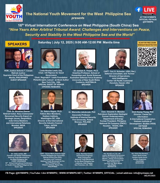 CarlyleTha7353's tweet photo. #Carl_Thayer will be speaking on #China Constantly Violates International Law: So What Is the  Purpose of a #Code_of_Conduct in the #South_China_Sea? 16th Virtual International Conference on the West Philippine (South China) Sea on July 12, 2025, 9 am-12 noon Manila time https://t.co/k0oUWcu8TY