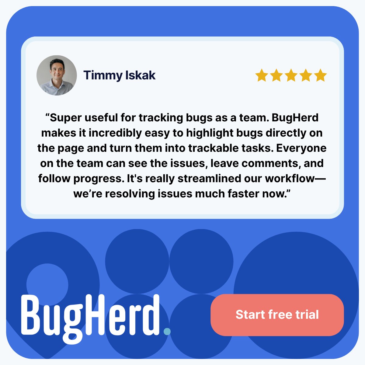 Thanks for the wonderful review, Timmy! Love hearing how your team’s working more smoothly since using BugHerd 🙌

#BugHerd #CustomerFeedback #WebsiteFeedback