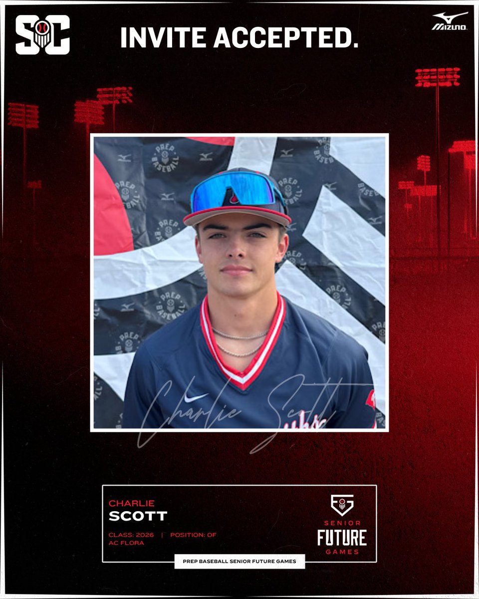 Prep Baseball South Carolina (@prepbaseball_sc) on Twitter photo INVITE ACCEPTED
'26 OF Charlie Scott will join #TeamSC at the #PBSFG25
<a href="/charlie_scott03/">Charlie Scott</a> | <a href="/ACFloraBaseball/">AC Flora Baseball</a>
Profile: loom.ly/3MMzVsg INVITE ACCEPTED
'26 OF Charlie Scott will join #TeamSC at the #PBSFG25
<a href="/charlie_scott03/">Charlie Scott</a> | <a href="/ACFloraBaseball/">AC Flora Baseball</a>
Profile: loom.ly/3MMzVsg