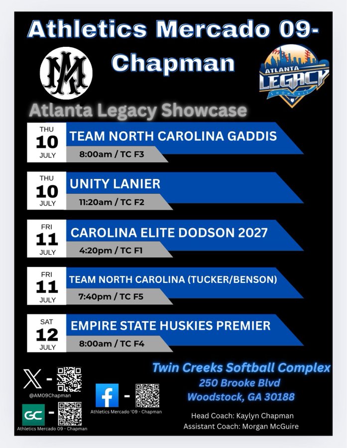 agsoftball98's tweet image. Here is my schedule for @legacyshowcase1 in Woodstock, GA. Bring some 🍿 because we will put on a show for you!…