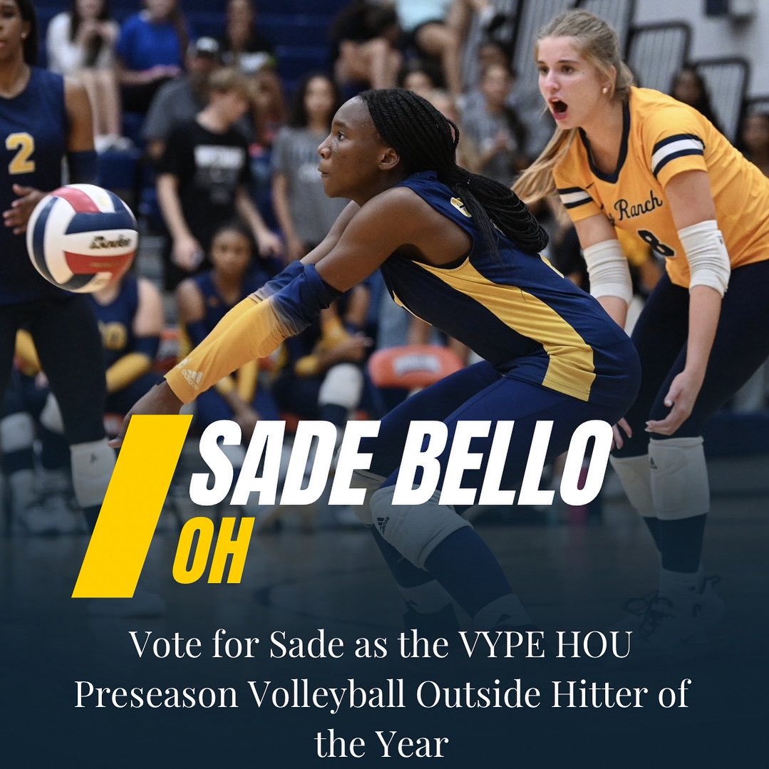 CyRanchVball's tweet image. Mustang, Sade Bello, has been nominated for VYPE HOU Preseason Outside Hitter of the Year! Let's rally behind her and show our support-go vote and help her bring this recognition home!
vype.com/Texas/Houston/…