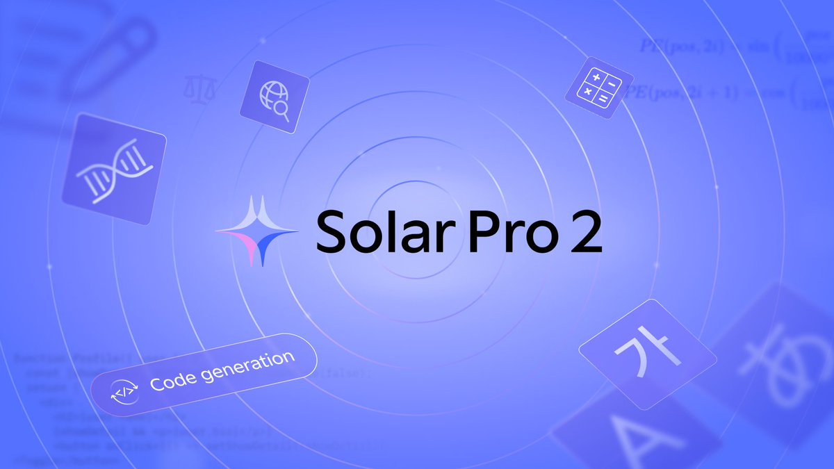 upstageai's tweet photo. ✨ Solar Pro 2 — our latest frontier model, now officially released.
With just 31B parameters, it delivers reasoning, tool use, and multilingual performance that rivals much larger models like GPT-4o, DeepSeek R1, Mistral Small 3.2, and Qwen3. It performs strongly on reasoning-focused benchmarks such as MMLU-Pro, Math500, AIME, and SWE-Bench—proving that compact models can deliver frontier-level capabilities.
Try it hands-on in Upstage Console: https://t.co/Ek8fBnEEj4