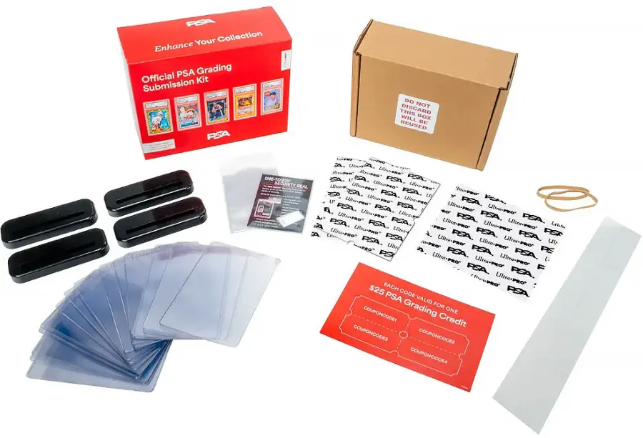 natsturner's tweet image. Now live at Best Buy, a new product in partnership with @UltraProIntl, an official @PSAcard submission kit. Each kit comes with 4 grading credits and all of the necessary supplies needed to encase and submit cards to PSA bestbuy.com/site/ultra-pro…