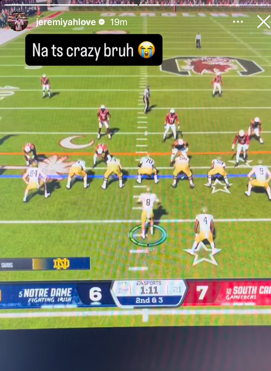 Re2pect Sports (@re2pectsport) on Twitter photo Jeremiyah Love playing EA CFB 26 with Kenny Minchey as ND’s starting QB 👀 
You have to go in manually and change Minchey to the starter… 
New QB1 in South Bend? ☘️ Jeremiyah Love playing EA CFB 26 with Kenny Minchey as ND’s starting QB 👀 
You have to go in manually and change Minchey to the starter… 
New QB1 in South Bend? ☘️