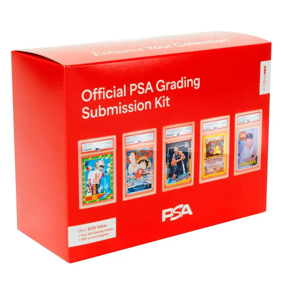 natsturner's tweet image. Now live at Best Buy, a new product in partnership with @UltraProIntl, an official @PSAcard submission kit. Each kit comes with 4 grading credits and all of the necessary supplies needed to encase and submit cards to PSA bestbuy.com/site/ultra-pro…