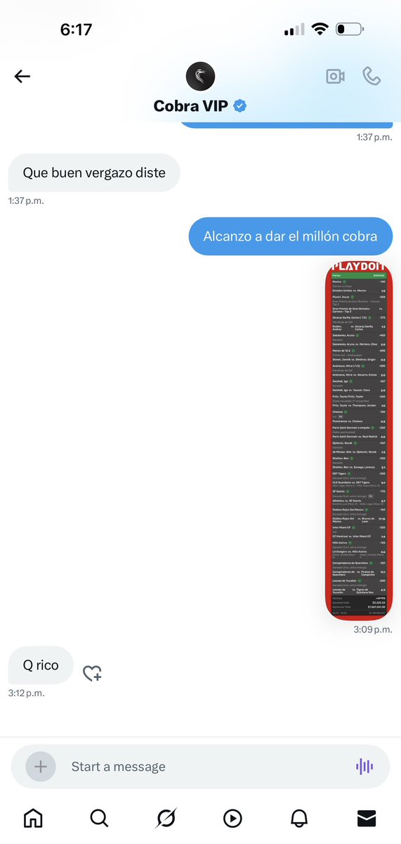 Voy viendo que todo twitter apuestas está cobrando con mi parlay, lo raro es que no se lo pase a nadie 😂