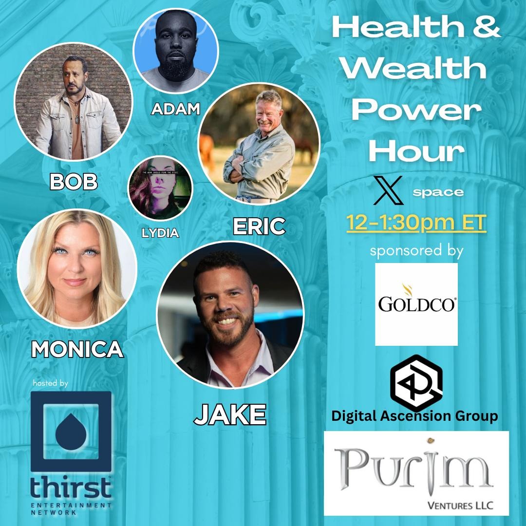 THIRST Entertainment Network (@thirstentertain) on Twitter photo Thrilled for tomorrow's conversation on health & wealth! Join us on for our X Space from 12-1:30pm ET with guests <a href="/wrong_speak/">Adam B. Coleman, Proud Father & Imperfect Man</a> <a href="/Bob_Iaccino/">Bob Iaccino</a> <a href="/theericanderson/">Eric Ryan Anderson</a> <a href="/sourpatchlyds/">Sour Patch Lyds ن</a> <a href="/monicaonairtalk/">Monica Matthews On Air</a> <a href="/beyond_broke/">Jake Claver, QFOP</a> brought to you by GoldCo, <a href="/DAGFamilyOffice/">Digital Ascension Group</a>, and Purim Ventures, LLC Thrilled for tomorrow's conversation on health & wealth! Join us on for our X Space from 12-1:30pm ET with guests <a href="/wrong_speak/">Adam B. Coleman, Proud Father & Imperfect Man</a> <a href="/Bob_Iaccino/">Bob Iaccino</a> <a href="/theericanderson/">Eric Ryan Anderson</a> <a href="/sourpatchlyds/">Sour Patch Lyds ن</a> <a href="/monicaonairtalk/">Monica Matthews On Air</a> <a href="/beyond_broke/">Jake Claver, QFOP</a> brought to you by GoldCo, <a href="/DAGFamilyOffice/">Digital Ascension Group</a>, and Purim Ventures, LLC