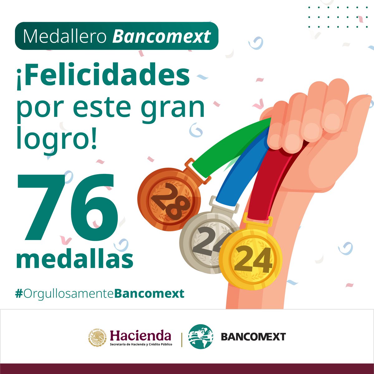 ¡Seguimos acumulando victorias!

🥉 28 de bronce
🥈 24 de plata
🥇 24 de oro

#OrgullosamenteBancomext #JuegosBancarios2025
