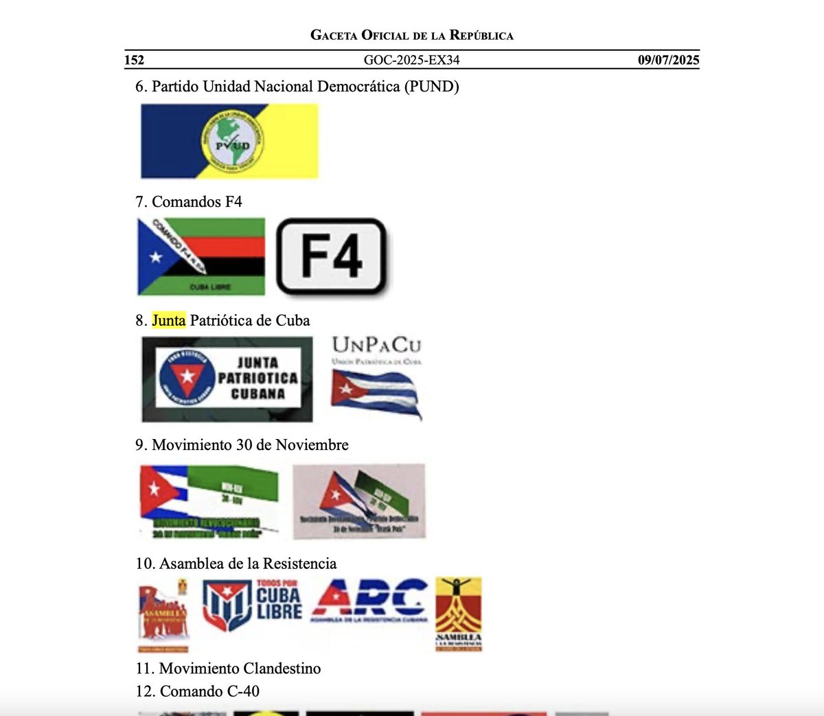#Cuba At Democratic Spaces, we stand in solidarity with the Patriotic Union of Cuba, UNPACU and strongly reject the Cuban regime’s campaign of character assassination labeling it a terrorist group in the Official Gazette on July 9, 2025. 
UNPACU is a peaceful human rights