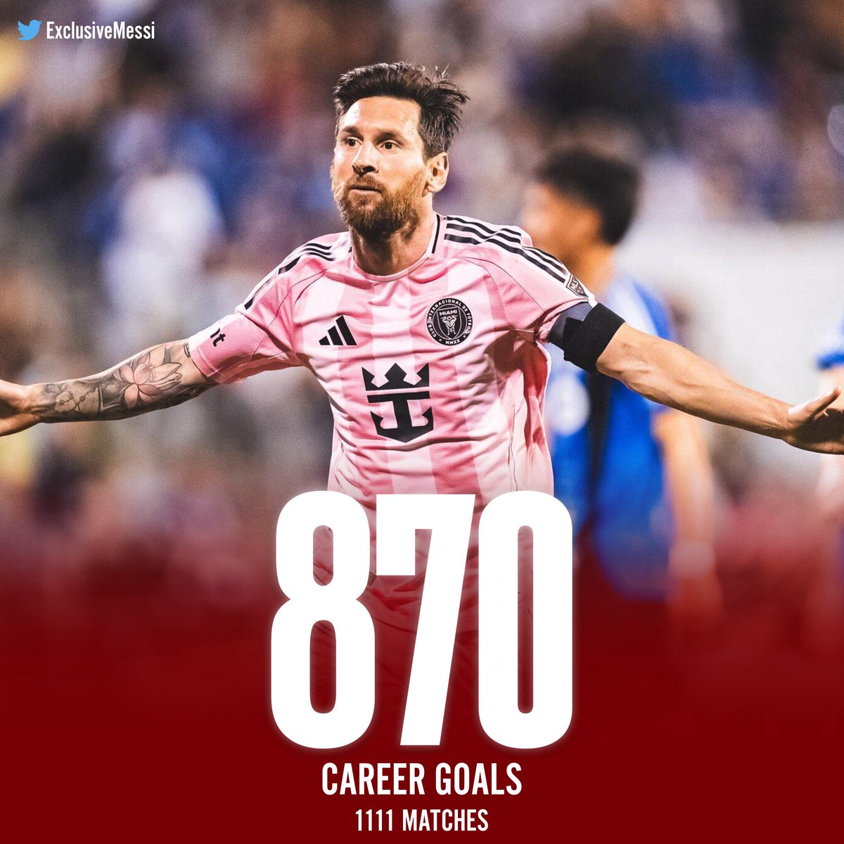 ExclusiveMessi's tweet image. π¨ LIONEL MESSI HAS NOW SCORED 870 CAREER GOALS!
HEβS THE YOUNGEST TO EVER DO IT π€―π€―π€―