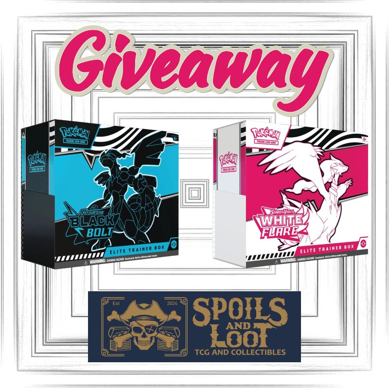 Pokemon Alerts & News (@poketcgalerts) on Twitter photo 🎁 Black Bolt ETB and White Flare ETB Giveaway (Sponsored by Spoils and Loot) 🎁
To join:
➡️ Follow <a href="/spoilsandloot/">Spoils and Loot</a> and <a href="/PokeTCGAlerts/">Pokemon Alerts & News</a>
➡️ Repost and Like THIS Tweet
1 Winner will receive both ETBs! Ends on July 18th, 2025.
US Only. Good luck! 🤞
#PokemonTCG 🎁 Black Bolt ETB and White Flare ETB Giveaway (Sponsored by Spoils and Loot) 🎁
To join:
➡️ Follow <a href="/spoilsandloot/">Spoils and Loot</a> and <a href="/PokeTCGAlerts/">Pokemon Alerts & News</a>
➡️ Repost and Like THIS Tweet
1 Winner will receive both ETBs! Ends on July 18th, 2025.
US Only. Good luck! 🤞
#PokemonTCG