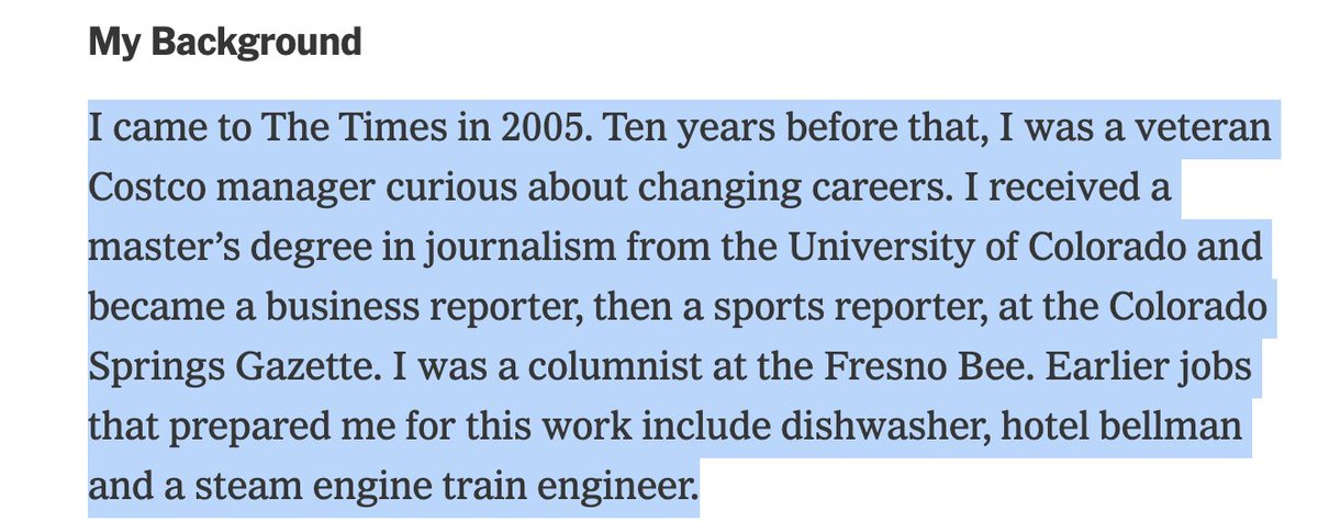 jselingo's tweet image. After reading an gripping piece in today's @nytimes about the devastating Texas floods, co-bylined with @JohnBranchNYT, I wanted to know more about him.
A great reminder that major doesn't dictate career, nor does early career always dictate what you'll do later.