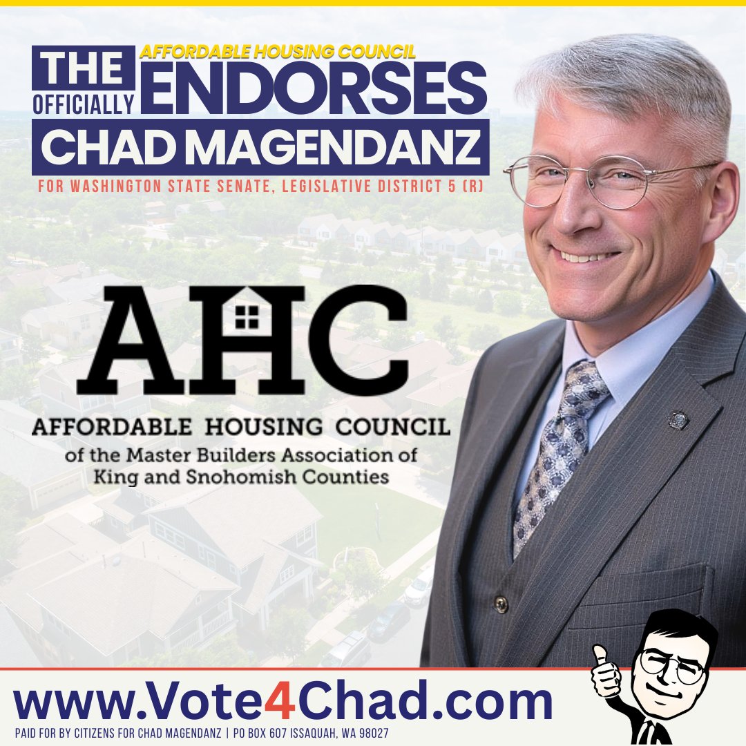 Magendanz's tweet image. Housing comes up at almost every door. Why it costs so much, and what we can actually do about it.
That is why I’m proud to be endorsed by the Affordable Housing Council. We need to fight for solutions, not defend the roadblocks. Thank you for the support!
