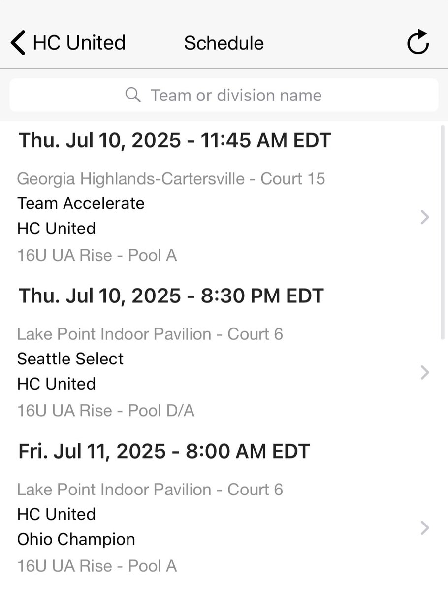 This weeks schedule for the UA Rise Live Session 2 in Atlanta, GA <a href="/hcdreamteam/">HC United</a>