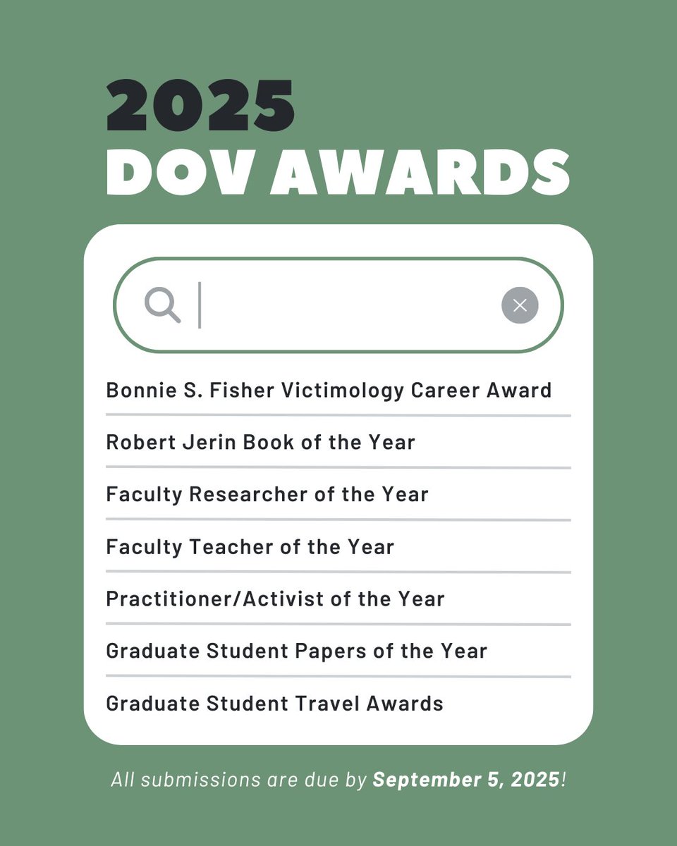 We're accepting nominations for our 2025 DOV internal awards, as well as applications for our Graduate Student Travel Awards!

🗓️All submissions are due Sept. 5, 2025.
🔗Click the link in our bio to apply!