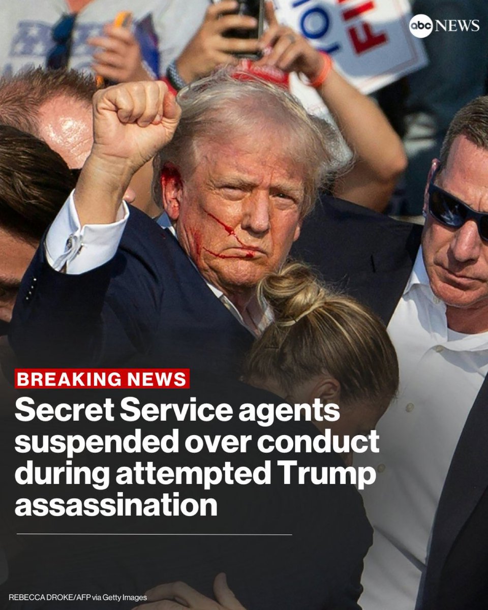 🇺🇸 | AHORA: El Servicio Secreto de Estados Unidos ha suspendido a seis  agentes por fallos relacionados con el intento de asesinato del entonces  candidato presidencial Donald Trump el año pasado en, image size:960x1200