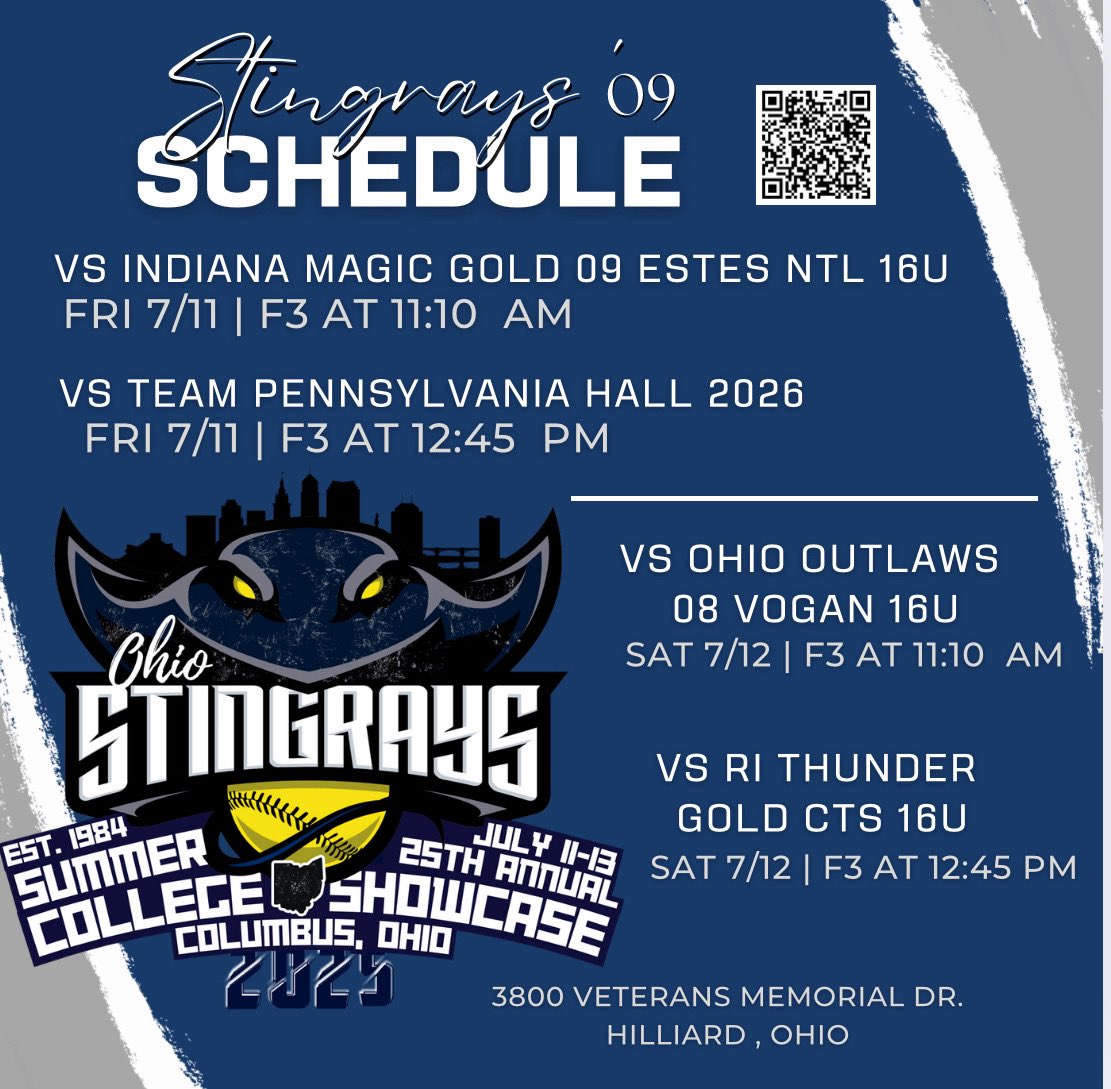 Tori Baughman (@torbaughman2027) on Twitter photo The <a href="/OhioStingrays09/">Ohio Stingrays 09</a> would love to see you <a href="/OHStingraysShow/">Ohio Stingrays Showcase</a> this weekend!
<a href="/ZipsSB/">Akron Zips Softball</a> <a href="/AshlandUSball/">Ashland University Softball</a>
<a href="/BallStateSB/">Ball State Softball</a> <a href="/BGSBucsSoftball/">Bowling Green Softball</a>
<a href="/FlyerSoftball/">Dayton Softball</a> <a href="/KentStSoftball/">Kent State Softball</a> <a href="/MiamiOH_SB/">Miami Softball</a>
<a href="/ODU_Softball/">Ohio Dominican Softball</a> <a href="/OhioStateSB/">Ohio State Softball</a> <a href="/ToledoSoftball/">Toledo Softball</a> <a href="/YSUSoftball/">Youngstown State Softball 🐧</a> The <a href="/OhioStingrays09/">Ohio Stingrays 09</a> would love to see you <a href="/OHStingraysShow/">Ohio Stingrays Showcase</a> this weekend!
<a href="/ZipsSB/">Akron Zips Softball</a> <a href="/AshlandUSball/">Ashland University Softball</a>
<a href="/BallStateSB/">Ball State Softball</a> <a href="/BGSBucsSoftball/">Bowling Green Softball</a>
<a href="/FlyerSoftball/">Dayton Softball</a> <a href="/KentStSoftball/">Kent State Softball</a> <a href="/MiamiOH_SB/">Miami Softball</a>
<a href="/ODU_Softball/">Ohio Dominican Softball</a> <a href="/OhioStateSB/">Ohio State Softball</a> <a href="/ToledoSoftball/">Toledo Softball</a> <a href="/YSUSoftball/">Youngstown State Softball 🐧</a>