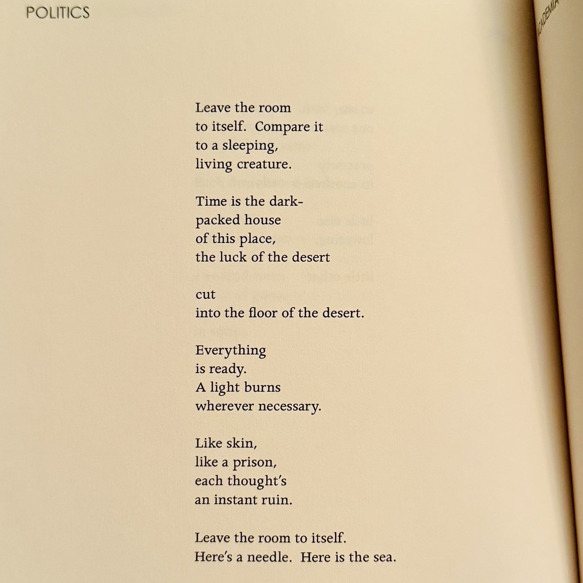 maureenthorson's tweet image. “Leave the room to itself.” A poem by Graham Foust.