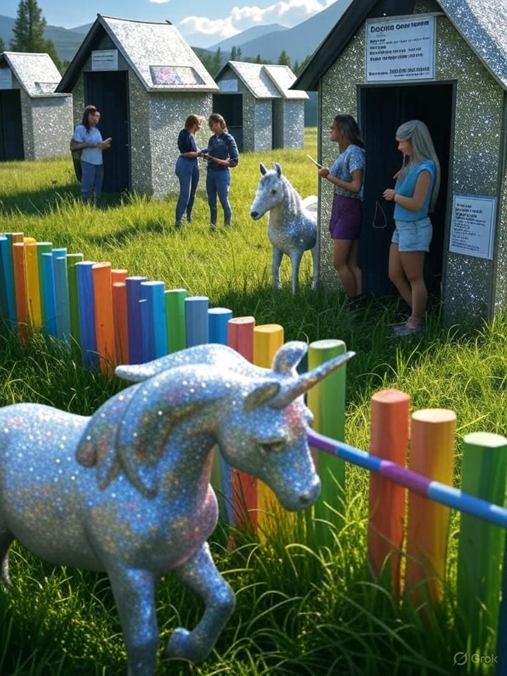 Global Unicorn Sanctuary Network (GUSN) a USAID non profit is in desperate need of funding. 

• Mission: Establish sanctuaries for "endangered mythical creatures" in conflict zones, claiming unicorns promote peace through their "sparkle aura." 
• Activities: Build