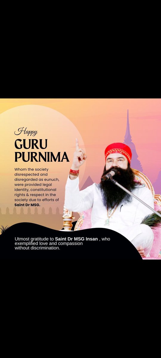dhram_insan's tweet photo. On this #GuruPurnima,we bow in reverence his life to serve of mankind and illustrating compassion through words and deeds.Utmost Gratitude to Saint Dr MSG Insan,who exemplified love and compassion without discrimination. 
#gurupurnima2025
Happy #गुरु_पूर्णिमा https://t.co/RfRTjddpBJ