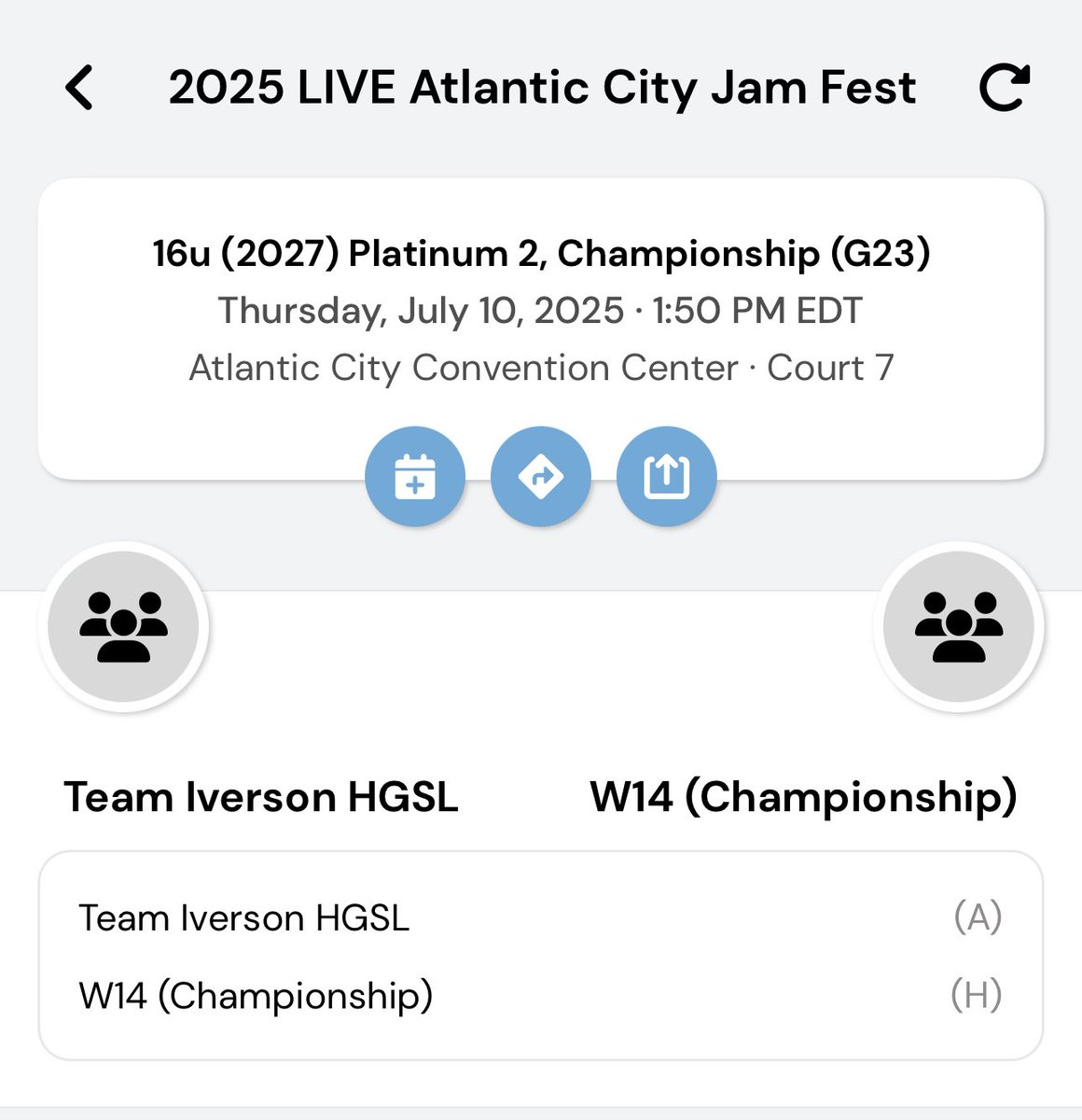 Next game at <a href="/TheHoopGroup/">Hoop Group</a> AC Jam Fest for <a href="/grahmhamilton_/">grahm hamilton</a> &amp; Team Iverson 16u HGSL #C2T💛💙