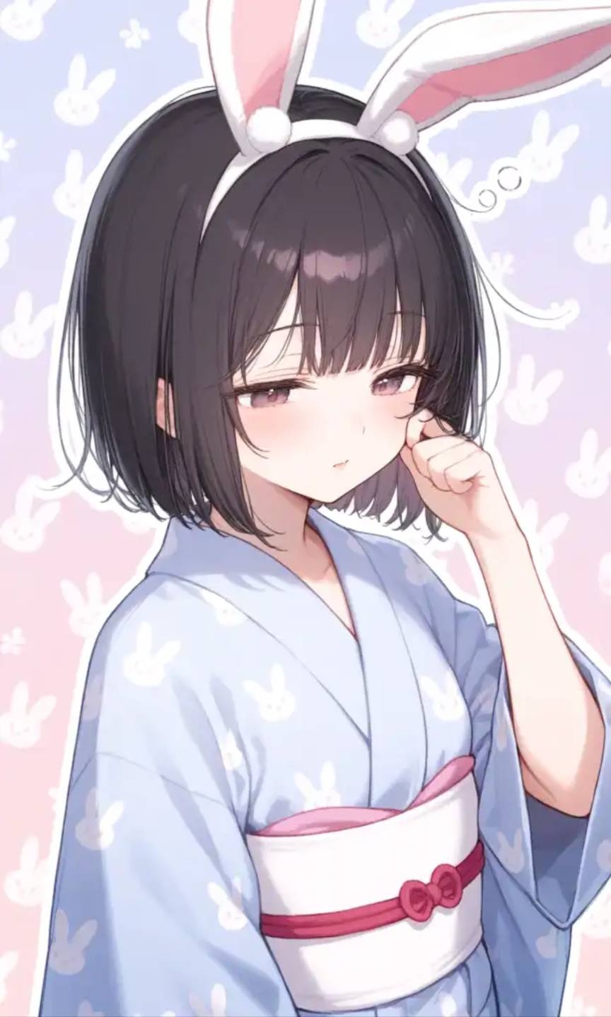 リ*メ様 オリジナル 手描きイラスト ナースうさぎちゃん♡むらさき mimiちゃんの自撮り