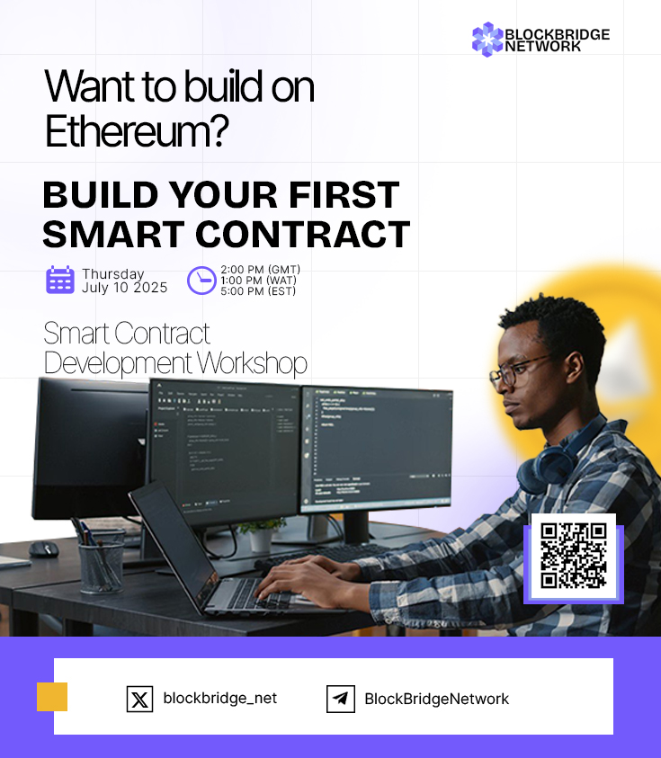 blockbridge_net's tweet photo. ℹ️ Ready to dive into #Web3 development?

Join us this Today, July 10th at 2:00 PM GMT 
#SmartContract Development Workshop hosted here on X! 🧑‍💻

#Web3 #BlockchainDevelopment #Solidity #Web3Workshop #DevCommunity #TechAfrica https://t.co/CcvYOzUCxE