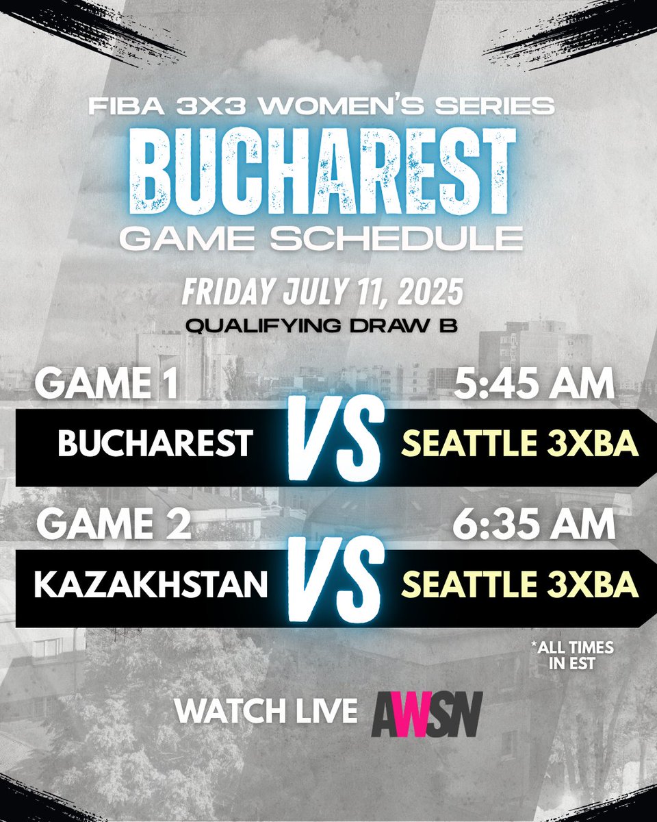 3XBA will be playing in Qualifying Draw (QD) B at Bucharest on Friday July 11, 2025. Winner of QD B will play in Pool D on Saturday. #3XBA #3x3WSBucharest

📺 Stream AWSN for free on <a href="/PlutoTV/">Pluto TV</a>!