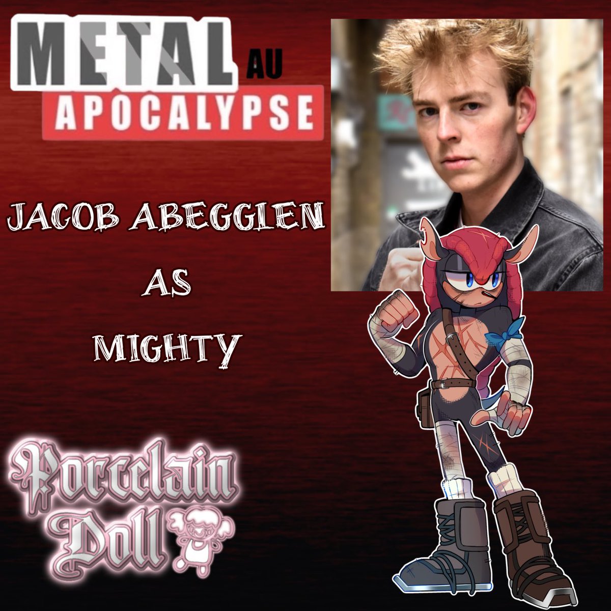 PorcelainDollTM's tweet image. 🔗⛓ CASTING ANNOUNCEMENT ⛓🔗

We’re excited to announce that @AbegglenJacob will voice Mighty in Feelin_Anemoia’s Sonic Metal Apocalypse AU! Congratulations, Jacob! 🤗💕

16 days remain until the first episode of the Metal AU releases.
