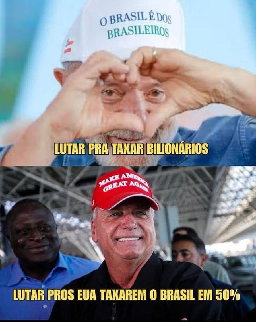 O BRASIL É SOBERANO! 🇧🇷

Lula defende os interesses nacionais e responde à altura às tarifas de Trump, com reciprocidade e coragem.

Taxar bilionário sim, se submeter às ameaças de Trump, jamais.