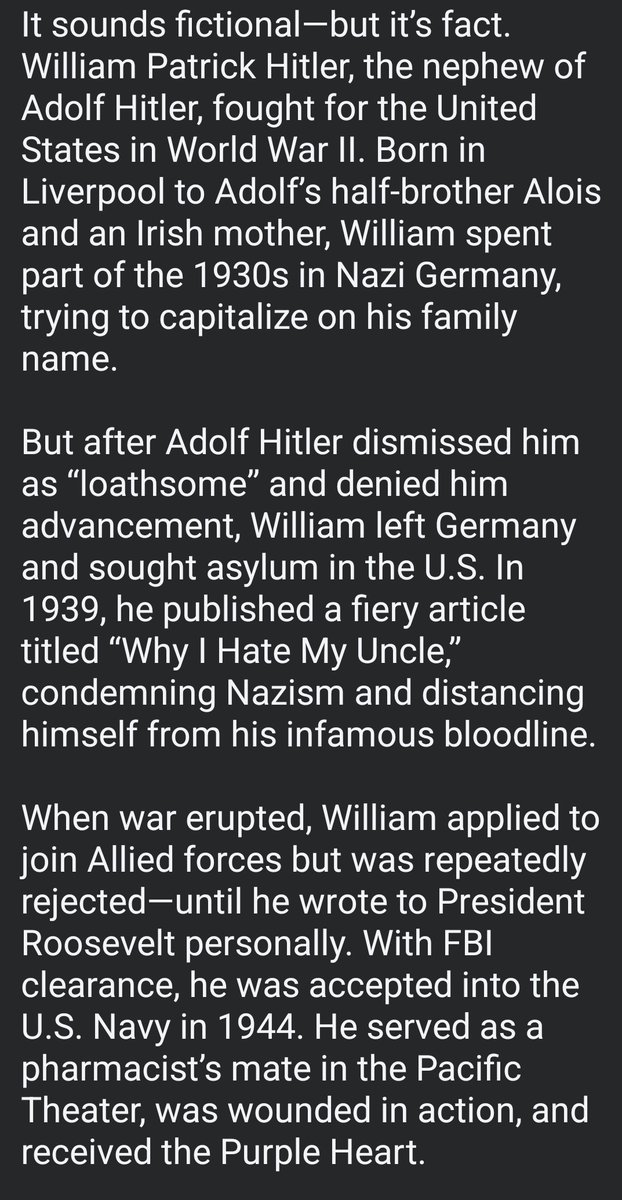 GIJOE6732's tweet image. #WWII
#AdolphHitler 
#WilliamPatricHitler
#PharmacistMate 
#PurpleHeart