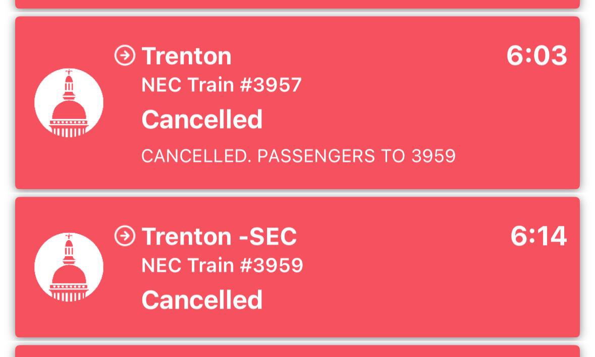 GreatOne2026's tweet photo. Joke of the year by @NJTRANSIT   Train 1 cancelled and asked folks to take Train 2 which is also cancelled 🤣🤣🤣. FairHike is really working.  @GovMurphy @NJSenDems seeing this joke? #WorstPublicTransit in the world https://t.co/HVF2ipwPNE