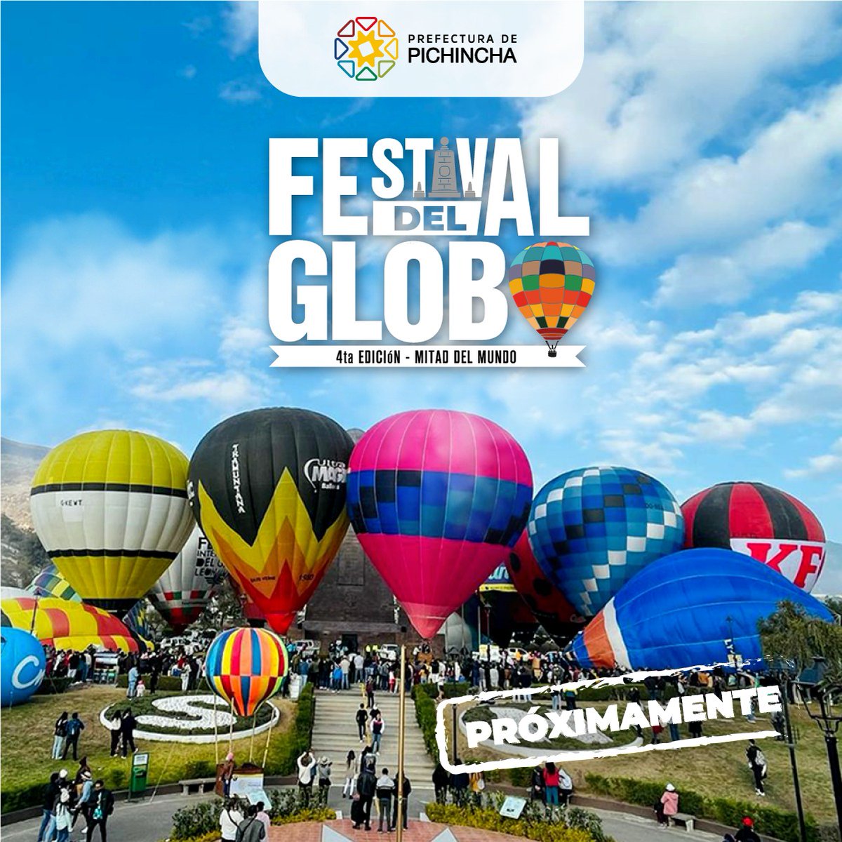 Muy pronto ¡El cielo de Pichincha se llenará de colores! en la 4ta edición del Festival del Globo en la Mitad del Mundo, un evento donde los sueños y la emoción se elevan junto a globos aerostáticos sobre uno de los lugares más emblemáticos de Ecuador.