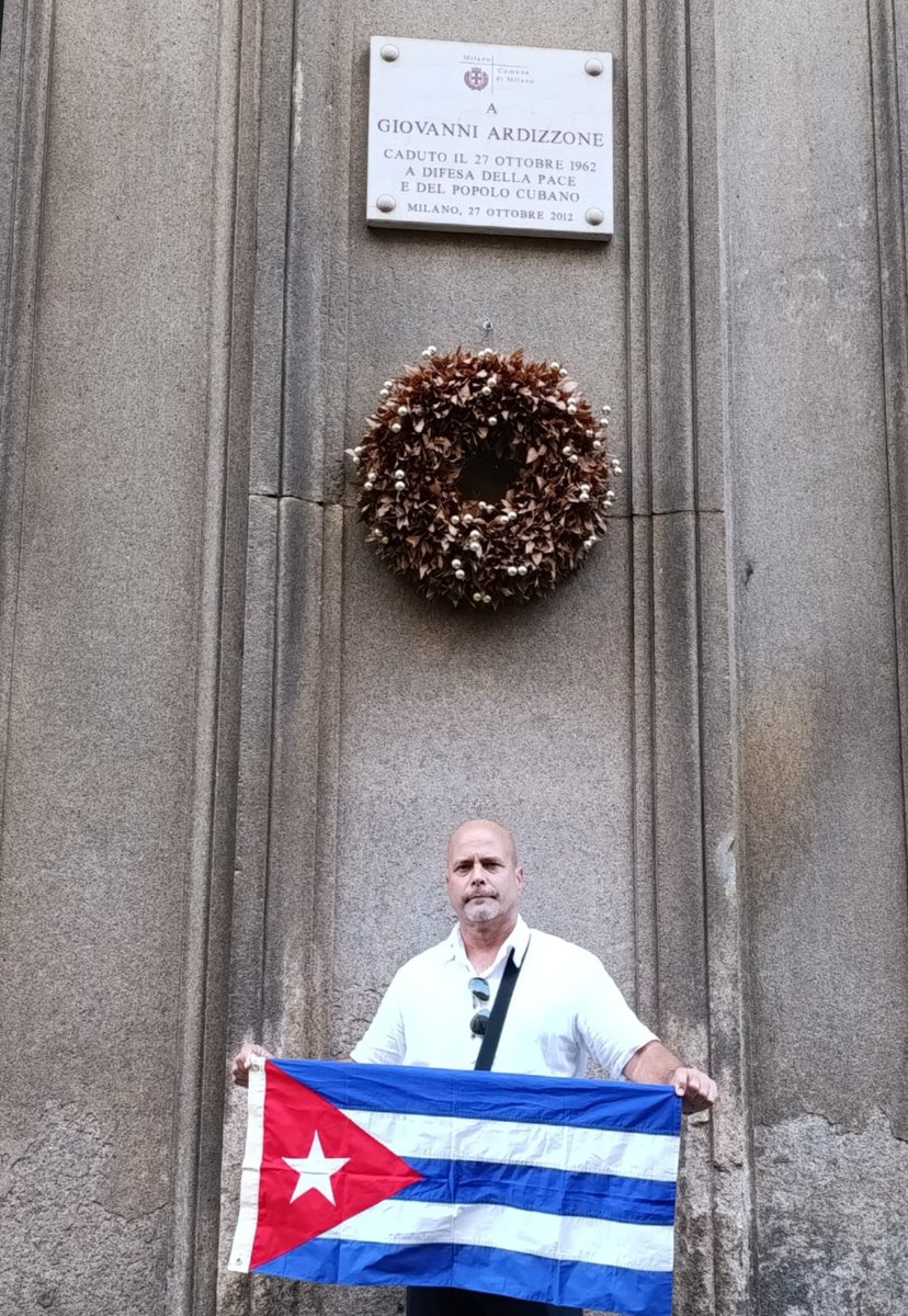 El 27 de Octubre de 1962 Giovanni Ardizzone se encontraba en una manifestación en respaldo a #Cuba en esta calle de Milán, cuando fue atropellado por un carro de la policía. Es el primer mártir de la solidaridad italiana con la isla, y le rendimos tributo. #CDRCuba #UnidosXCuba