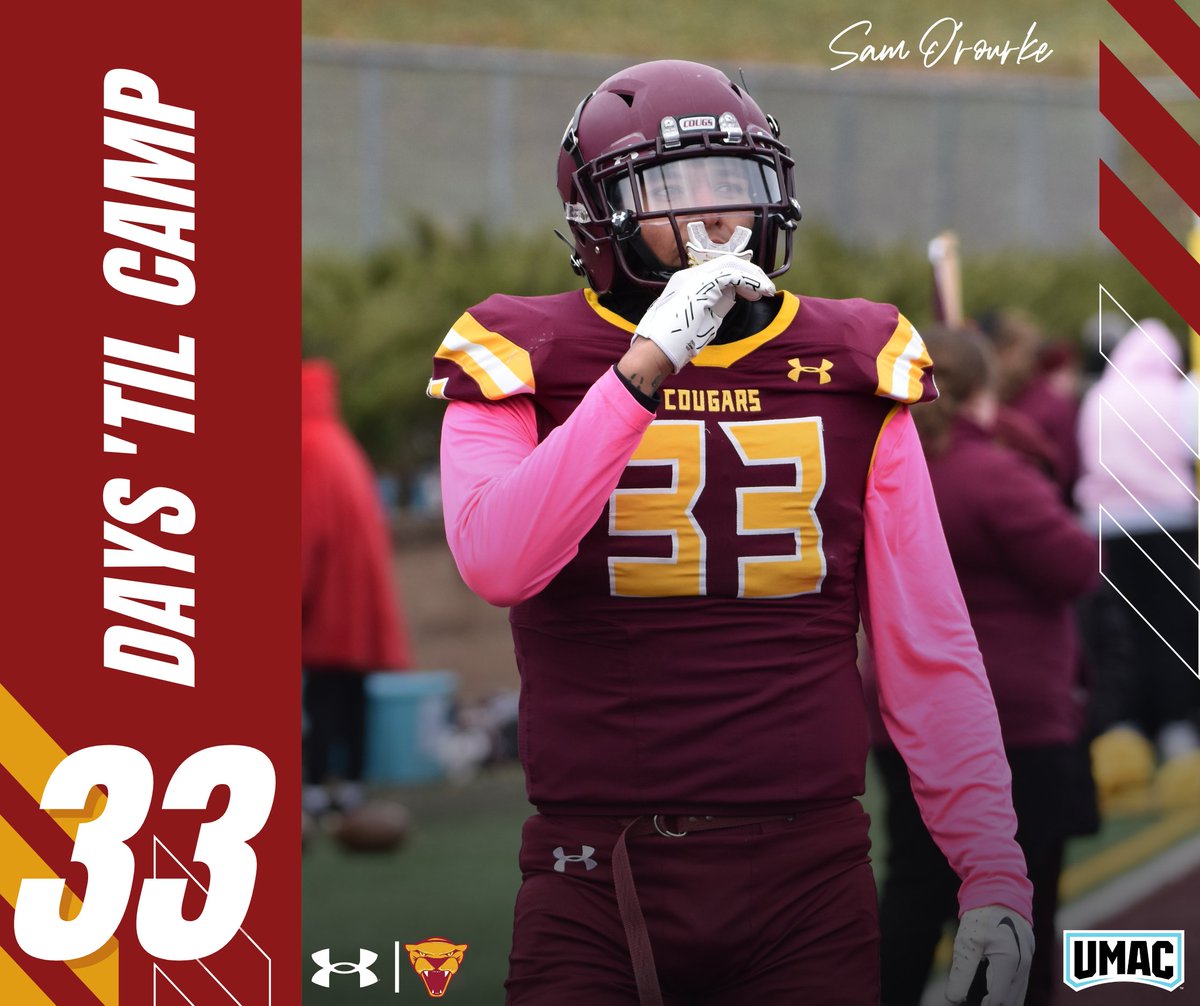 UMMFootball's tweet photo. 3️⃣3️⃣ Days until Fall Camp! ⛺️ 

LB Sam O’Rourke Jr (Pine Ridge, SD) is ready for his Junior season with the Cougars! 🏈 
#WorkCrew⚒️ 

#TEAM #RollCougs🐾 https://t.co/wJ2qkxUteM