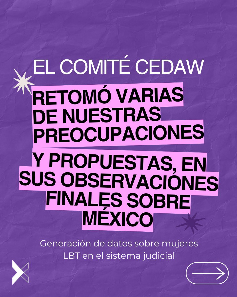 EquisJusticia's tweet image. Desde #EQUIS celebramos que el Comité #CEDAW retomó algunas de nuestras propuestas en sus observaciones a 🇲🇽, entre ellas la de generar datos sobre mujeres #LBT en el sistema judicial. Llamamos al Estado mexicano a aceptar y cumplir con las recomendaciones.
Conoce nuestro…