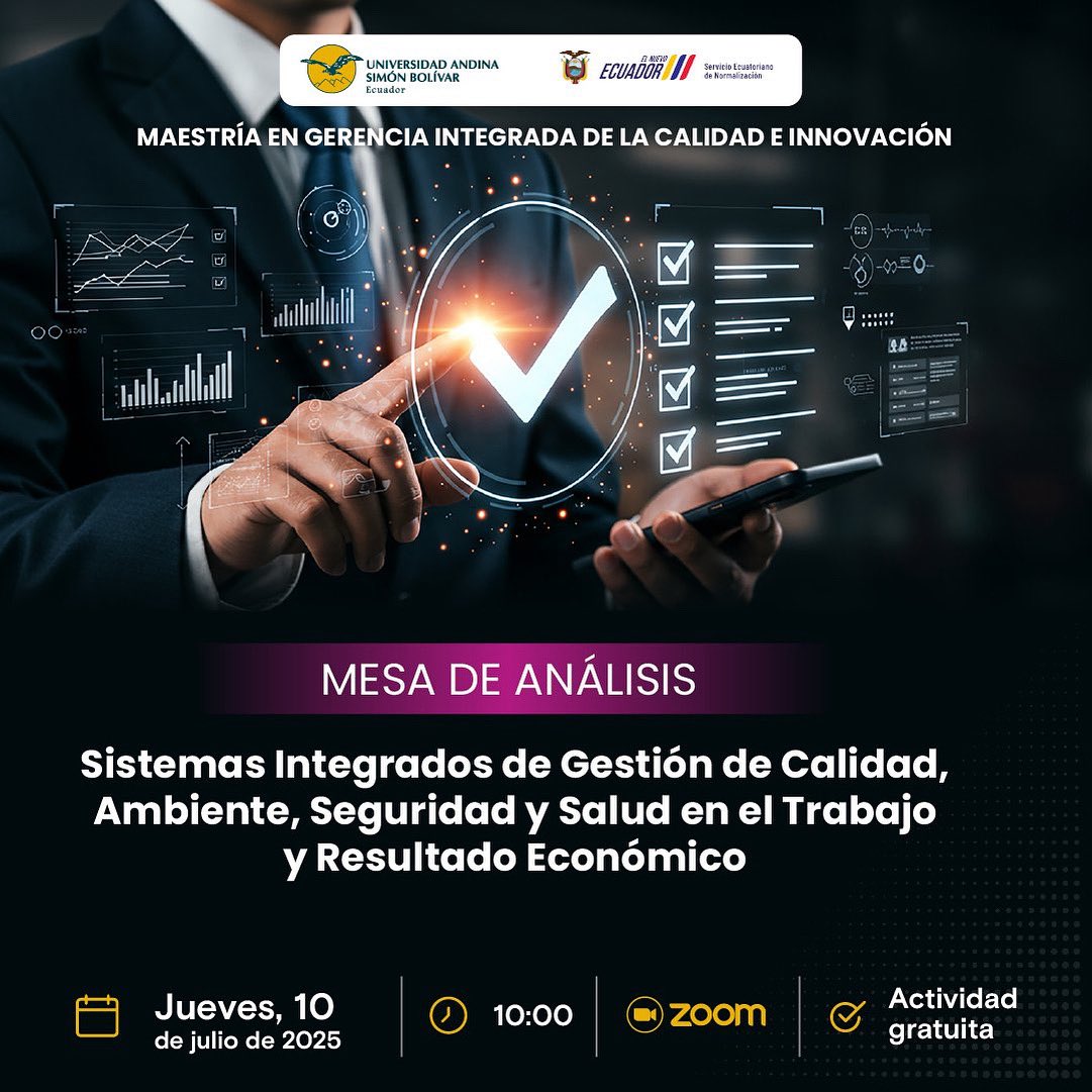 📊🔍 ¿Cómo impactan los sistemas de gestión en los resultados económicos?

Te invitamos a la mesa de análisis “𝗦𝗶𝘀𝘁𝗲𝗺𝗮𝘀 de 𝗚𝗲𝘀𝘁𝗶𝗼́𝗻 𝘆 𝗥𝗲𝘀𝘂𝗹𝘁𝗮𝗱𝗼 𝗘𝗰𝗼𝗻𝗼́𝗺𝗶𝗰𝗼”, un espacio para reflexionar sobre su aplicación en entornos reales y su aporte