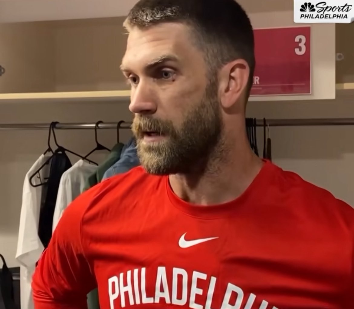 PhilliesPrez's tweet image. “I’m really good I’m one of the best in baseball if we played anywhere else I’d have 3 homers today” - Bryce Harper