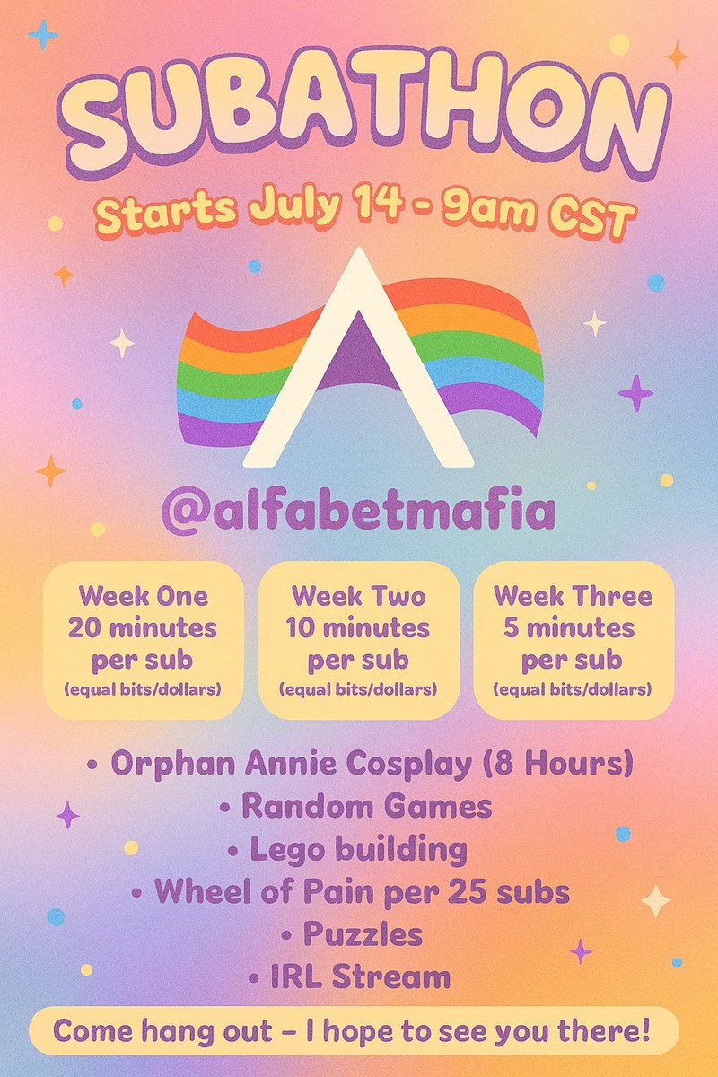 My first ever subathon starts Monday! Hope to see you there! #subathon #twitch #twitchstreamer #twitchgaming