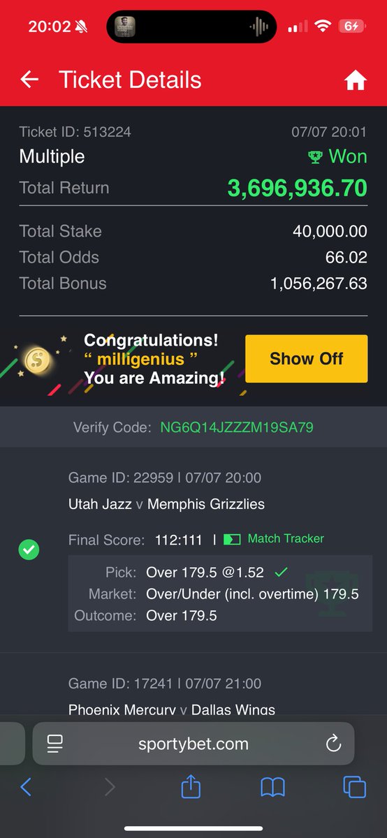 MilliGenius1's tweet photo. BOOOOM✅✅✅✅✅✅✅
GOD IS THE GREATEST!
#SportyBet #WiningMindset #MilliGenius @Mrbankstips @jayfund11 https://t.co/hsp7Y1iBkT