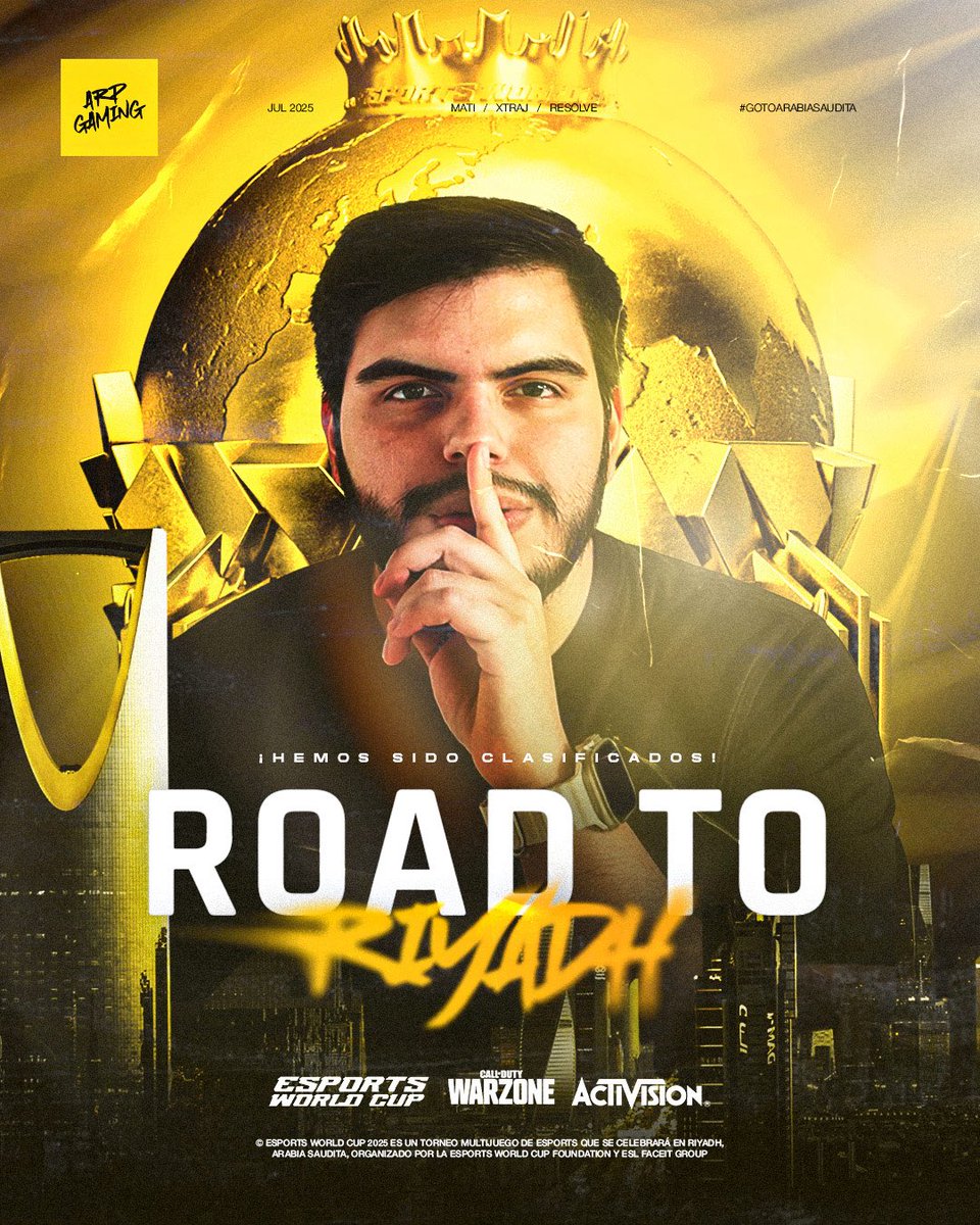 ¡HISTÓRICO! 🔥 ¡ARP GAMING CLASIFICA AL MUNDIAL DE WARZONE 2025 EN RIYADH! 🇸🇦🏆
Nuestro equipo de #Warzone ha demostrado su superioridad y talento, asegurando su cupo en la #EsportsWorldCup 2025 en Arabia Saudita. ¡Orgullo latino al máximo! #RoadToRiyadh
