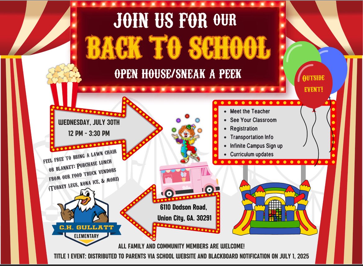 <a href="/GullattES1/">GullattES</a> Come Join Us for our Sneak-A-Peek. Meet Teachers, View the School, Free Give-Aways, &amp; get prepared for Day 1