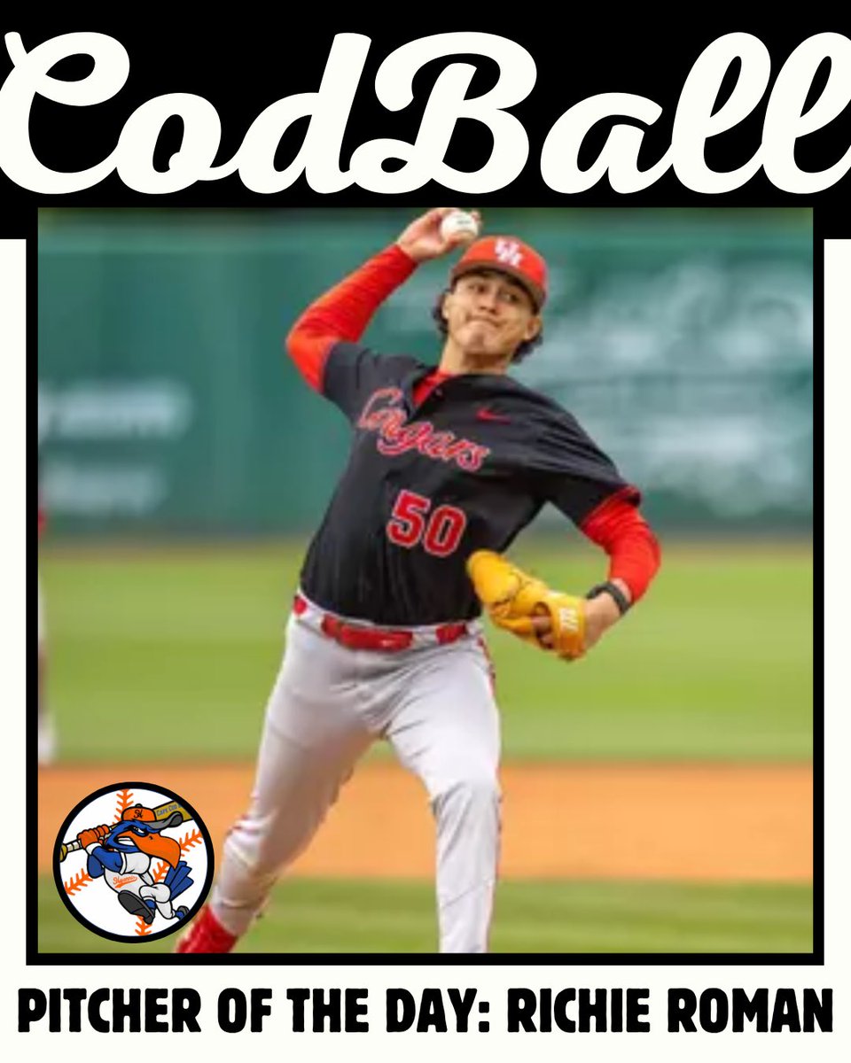 CodBall (@codball) on Twitter photo The CodBall Pitcher of the Day is Richie Roman (<a href="/UHCougarBB/">Houston Baseball</a>)
Richie struck out 6 over 5 innings of work only surrendering 1 run for the <a href="/harborhawks/">Hyannis Harbor Hawks</a> tonight The CodBall Pitcher of the Day is Richie Roman (<a href="/UHCougarBB/">Houston Baseball</a>)
Richie struck out 6 over 5 innings of work only surrendering 1 run for the <a href="/harborhawks/">Hyannis Harbor Hawks</a> tonight