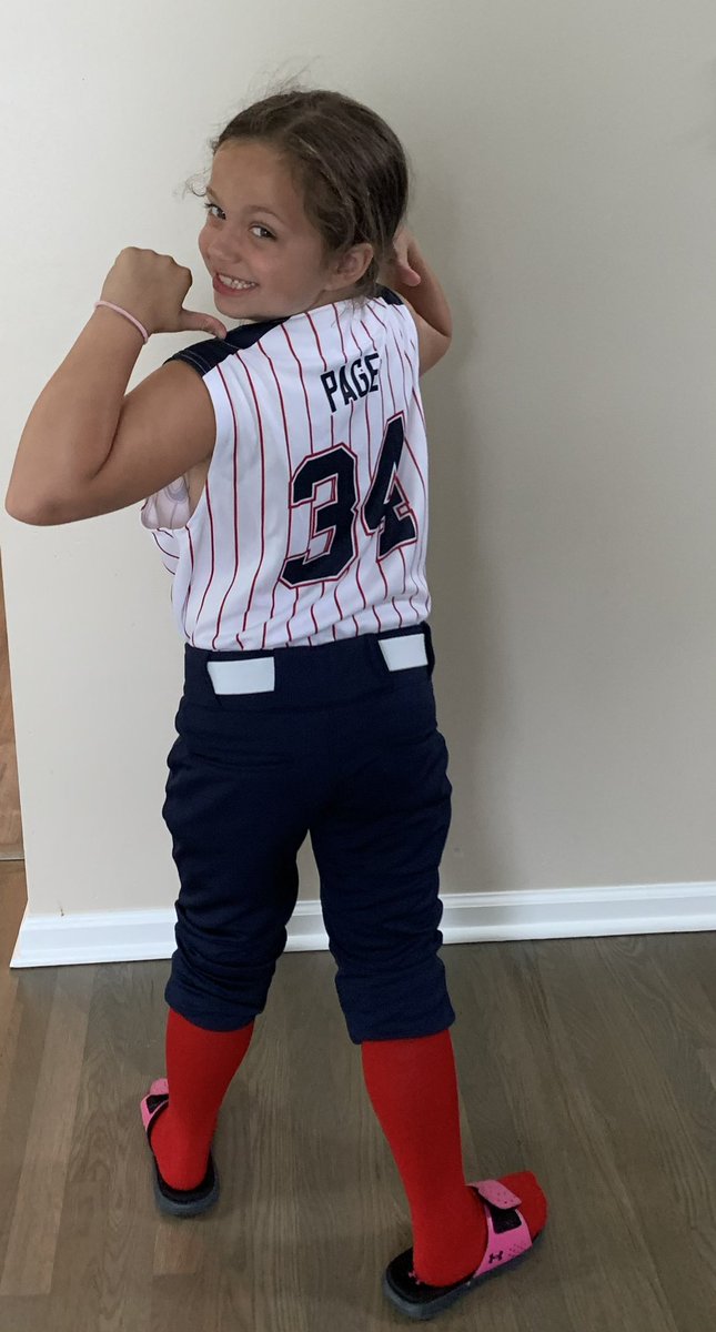 My little All Star kicking it off tomorrow at Kennedy! Let’s go girls! 💙❤️🥎