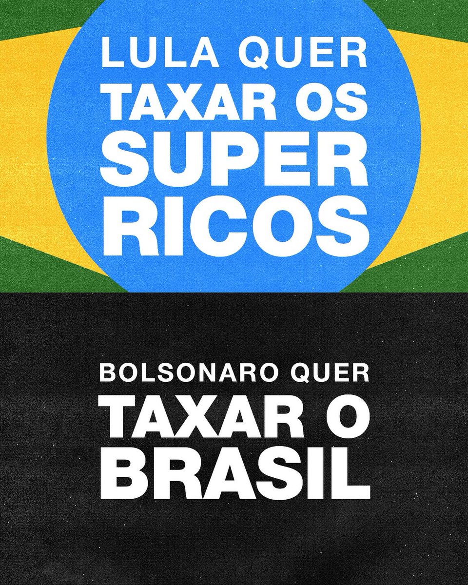 LULA QUER TAXAR OS SUPER RICOS. BOLSONARO QUER TAXAR O BRASIL

RESPEITA O BRASIL